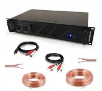 Pack Ampli Sono Ibiza Sound 2 x 480W AMP600MKII - Câble HP Haut Parleur 3m - Câble RCA/RCA - Câble PC/RCA Noir