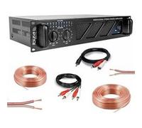 Pack Ampli Sono Ibiza Sound 2 x 600W AMP800MKII - Câble HP Haut Parleur 3m - Câble RCA/RCA - Câble PC/RCA Noir