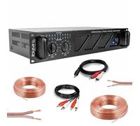 Pack Ampli Sono Ibiza Sound 2 x 600W AMP800MKII - Câble HP Haut Parleur 3m - Câble RCA/RCA - Câble PC/RCA Noir