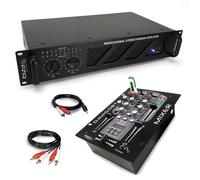 Pack Ampli SONO IBIZA SOUND AMP300-MKII 2x240W - 480W TOTAL + Table de Mixage DJM150USB-BT USB BLUETOOTH - LED DJ Fête Soirée Club