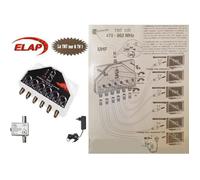Pack amplificateur distributeur TNT RÉGLABLE 40 dB 1 entrée-6 sorties TV (ELAP) + Adaptateur d’Alimentation CATV pour antennes