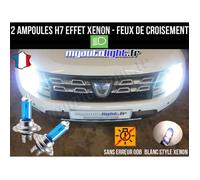 Pack ampoules H7 blanc xenon feux croisement-code pour DACIA DUSTER