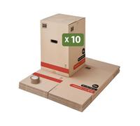 Pack and Move - Lot 10 Cartons Déménagement Premium - 40 X 40 X 60 Cm - Résistance 30 KG - Double Épaisseur - Poignées Renforcées - 1 Adhésif Offert