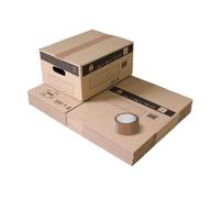 Pack and Move - Lot 10 Cartons Déménagement Stockage S - 36 x 28 x 18 cm - Poignées renforcées - 1 adhésif offert