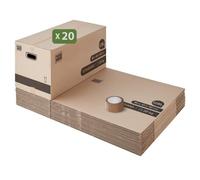 Pack and Move - Lot 20 cartons déménagement XL - 80 x 40 x 40 cm - Poignées renforcées - 1 adhésif offert