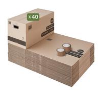 Pack and Move - Lot 40 cartons déménagement XL -80 x 40 x 40 cm - Poignées renforcées - 2 adhésifs offerts