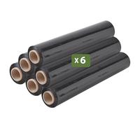 Pack and Move - Lot 6 rouleaux film étirable - 300 m - Noir - Film déménagement Film emballage Film palette Film protection