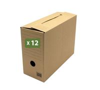 Pack and Move - Lot de 12 boîtes d'archives en carton ondulé robuste - 33,5 x 12 x 24 cm - Organisation pratique