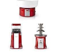 NEDIS Pack Anniversaire Machine à Pop-corn + Machine à Barbe à Papa + Fontaine de Chocolat