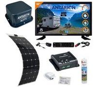 pack antenne 4g wifi tv led 19pouces 48cm hd smart panneau solaire souple 150w