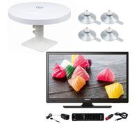 Pack ANTARION TV LED 19" 48cm Téléviseur HD 12V + Antenne TNT Camping Car + 4 Ventouses