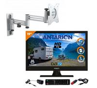 Pack tv led 19" 48cm téléviseur hd 12v + support tv double bras