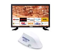 pack tv led 18.5pouces 47cm téléviseur hd camping car antenne 4g fit compact blanc w