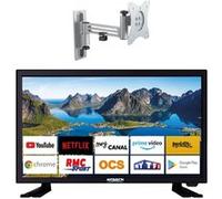 pack tv led 21.5pouces 54cm full hd android 11.0 smart tv camping car support tv 180