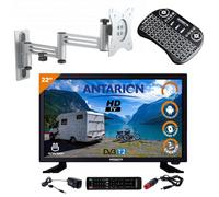 Pack antarion tv led 22" 55cm téléviseur full hd smart tv + support tv double bras + clavier sans fil