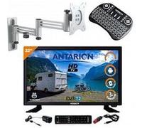 Pack antarion tv led 22" 55cm téléviseur full hd smart tv + support tv double bras + clavier sans fil