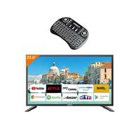 Pack tv led 24" 60cm téléviseur hd connecté 12v + clavier ergonomique