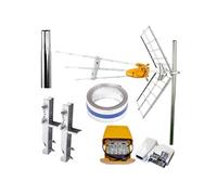 PACK Antenne rateau + Kit Alimentation + Amplificateur de mat + Cerclage double + Feuillard 5m + Mat 1m