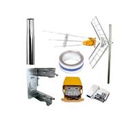 PACK Antenne rateau + Kit Alimentation + Amplificateur de mat + Cerclage simple + Feuillard 5m + Mat 1m