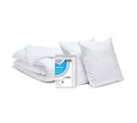 Pack Anti-acariens Couette Chaude 240x260cm + 2 Oreillers 60x60cm + 1 Protège-matelas 160x200cm - BLEU CALIN