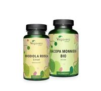 Pack Anti Stress Naturel | Rhodiola Rosea + Brahmi BIO | Clarté Mentale + Sérénité | Testés en Laboratoire | Vegan & Sans Additifs | Vegavero