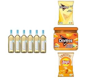 Pack Apéro : Vin Blanc Grand Sud Sans Alcool & Mix Snacks Salés - Doritos Nature (160G), Sauce Doritos Nacho Cheese (280G) & Lay's Fromage (145G)