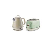 pack 1 bouilloire electrique 1l sans fil vintage beige 1 grillepain 2 fentes the