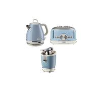 Pack ARIETE Bouilloire 1L + Grille-pain 4 Fentes + Presse-agrumes Électrique Bleu Rétro