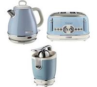 pack ariete bouilloire 1l grillepain 4 fentes presseagrumes électrique bleu rétro Bleu