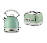 Pack - Bouilloire électrique 1,7 L + grille-pain 4 fentes 1600 W - Coloris vert vintage