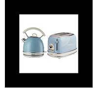 PACK ARIETE Bouilloire électrique 1,7L + Grille-pain 2 fentes 815W Bleu Vintage