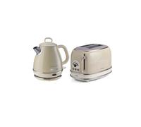 Pack bouilloire électrique 1l + grille-pain acier beige vintage rétro