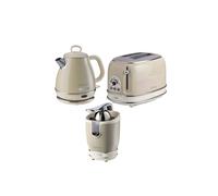 Pack bouilloire électrique 1l + grille-pain acier beige vintage rétro + presse-agrumes électrique 85w