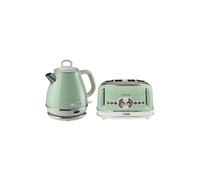 Pack ARIETE Bouilloire Electrique 1L Sans Fil 1630W + Grille-pain 4 Fentes 1600W Vert Rétro