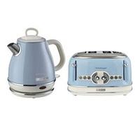 pack ariete bouilloire electrique 1l sans fil 1630w grillepain 4 fentes 1600w bleu rétr Bleu G