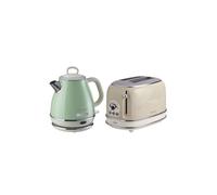 pack bouilloire electrique 1l vert grillepain 2 fentes 815w beige