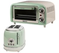 PACK ARIETE Rétro Mini-Four Vert 10L 800W + Grille-pain 2 fentes 810W