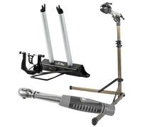 pack atelier vélo clé dynamo + centreur de roue et pied de réparation WAVE