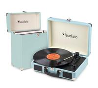 Pack Audizio RP116BL Platine Vinyle Bluetooth in/Out Haut-Parleurs Intégrés 3 Vitesses + Audizio RC32 Valise Bleue, Design Assorti, Idéal pour Coin Musique, Déco Rétro ou Collection