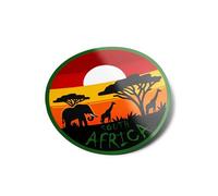 Pack AUTOCOLLANTS STICKERS Afrique du Sud - Coucher de Soleil avec Silhouettes d’Éléphant et Girafe, Style Minimaliste, Autocollant Rond aux Couleurs Chaudes, Idéal pour Décoration et Accessoires