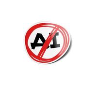 PACK AUTOCOLLANTS STICKERS Anti IA AI Humain vinyle Résistant Eau Uv Stop Contre Intelligence Artificielle Militant Artiste Interdit Pour Ordinateur Bouteille et Voiture Déco exterieur 8cm