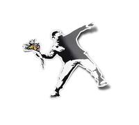 Pack AUTOCOLLANTS STICKERS Banksy graffiti street art jet de fleurs bouquet guerre intifada love liberté (9x9cm) vinyle resistant eau & uv