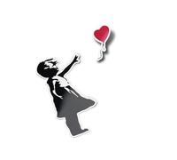 Pack AUTOCOLLANTS STICKERS Banksy graffiti street art petite fille enfant ballon s'envole love liberté (9x7cm) vinyle resistant eau & uv