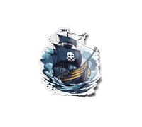 PACK AUTOCOLLANTS STICKERS Bateau Pirate Galion Drapeau Tête de Mort Résistant Eau & Uv Piraterie Sillonne la Mer Aventure Légende Marin Pour Ordinateur Bouteille et Voiture Déco exterieur 8cm