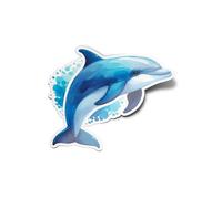 PACK AUTOCOLLANTS STICKERS Dauphin Aquarelle bleu en vinyle - Résistant Uv et Eau - Déco Marine Artistique animaux amoureux océans 9cm