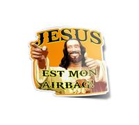 Pack AUTOCOLLANTS STICKERS Jésus est mon Airbag vinyle résistant eau uv Voiture Drôle et Fun Die Cut Cadeau Humour Chrétien Christ Pour Ordinateur Bouteille et Voiture Déco exterieur 9cm