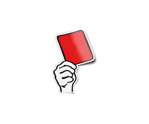 PACK AUTOCOLLANTS Stickers Main levant un carton rouge Vinyle Résistant Eau & Uv Sport Expulsion Red Card Flag Interdit Humour Football Pour Ordinateur Bouteille et Voiture Déco exterieur 10cm
