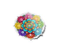 Pack AUTOCOLLANTS STICKERS Mandala Chakra Couleurs Vives, résistant à l'eau et aux UV découpe à la forme décoration méditation zen yoga symbole spiritue qualité Parfait pour Voitures, Ordinateurs 8cm