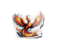 Pack AUTOCOLLANTS STICKERS Phénix Renait de ses Cendres - Renaissance Oiseau Mythique Fantastique Découpé à la Forme qualité résistant eau & Uv phoenix mythologique 8cm