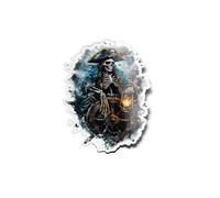 PACK AUTOCOLLANTS STICKERS Pirate Squelette Capitaine Maudit Bateau Fantôme Résistant Eau & Uv Piraterie Lanterne Aventure Légende Marin Pour Ordinateur Bouteille et Voiture Déco exterieur 9cm
